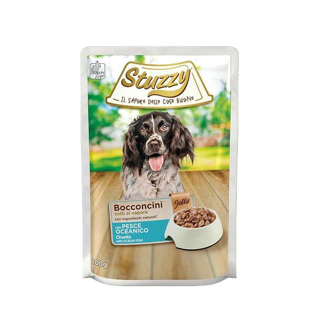 Stuzzy, Alimento Húmedo para Perros Adultos con Pescado Oceánico, Bocaditos (24 Bolsas De 100g)
