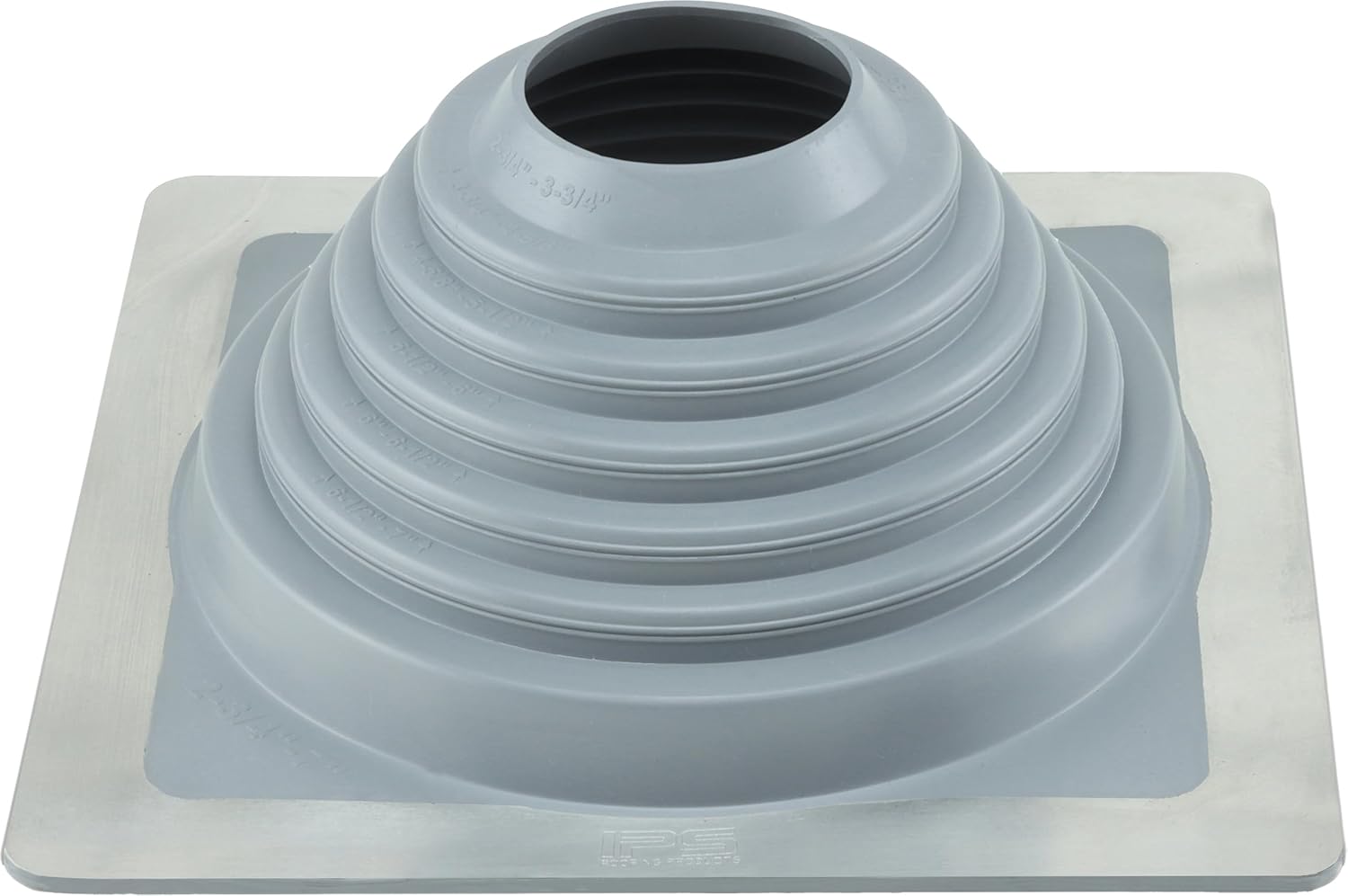 Water-Tite 81455 #3 Metal Roof Flashing, 8-by-8-Inch Square Base with EPDM Rubber Collar, For 0" to 5-3/4" Vent Pipes, Gray
