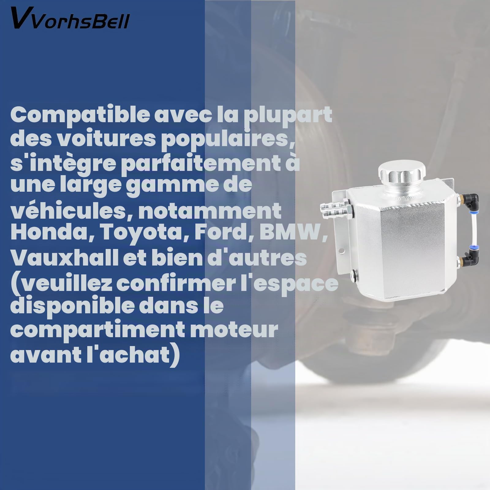 Réservoir d'expansion de liquide de refroidissement universel en aluminium 1L, réservoir de récupération d'huile, réservoir de dégazage, bouteille, refroidisseur, réservoir de débordement