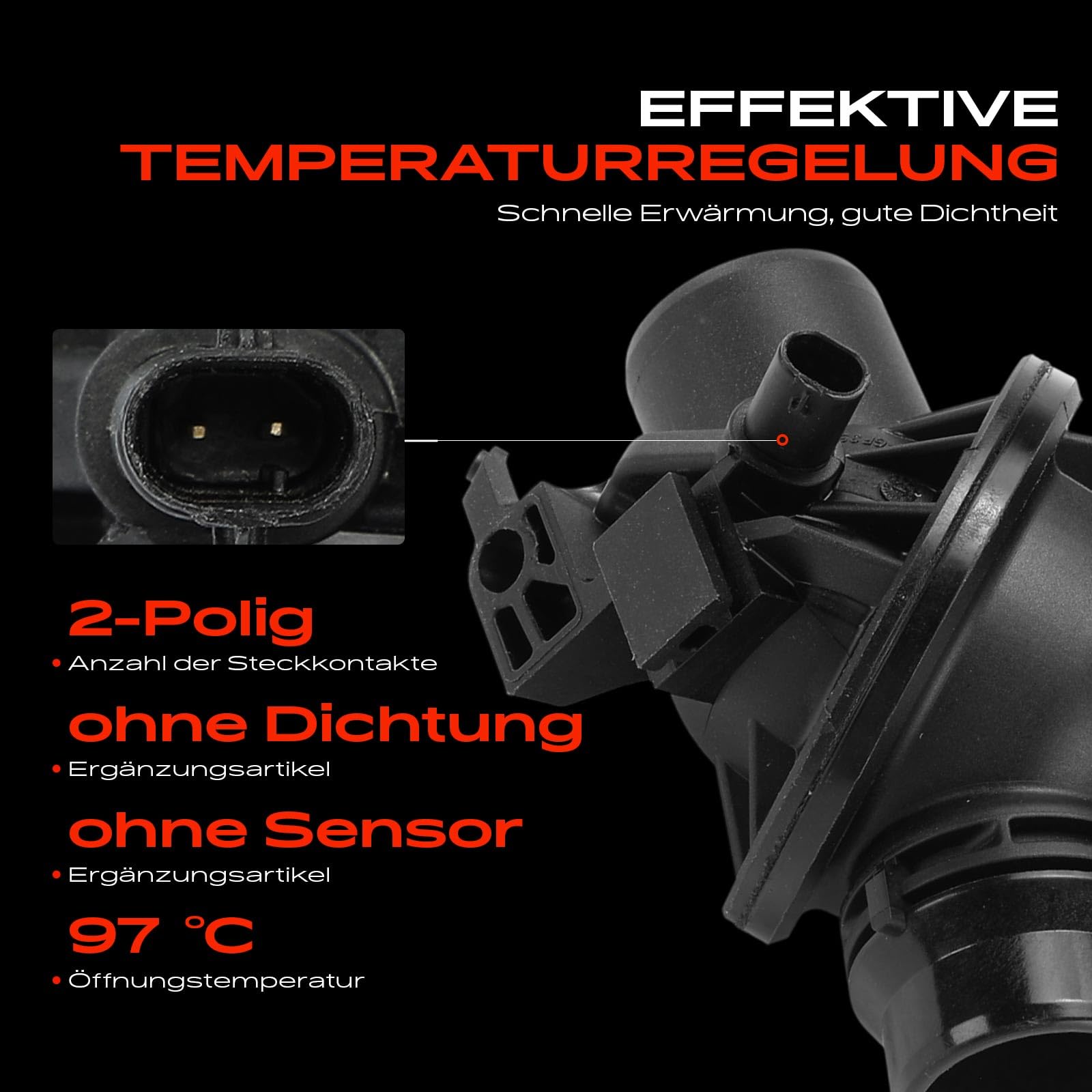 Frankberg Termostat regulator płynu chłodzącego, kompatybilny z 5 F10, 523i, 530i, 2,5 l, 3,0 l, 2009-2013, 7 serii F01, F02, F03, F04, 730i, 740i, 3,0L, 2008-2015, zamiennik 115375806627 (2