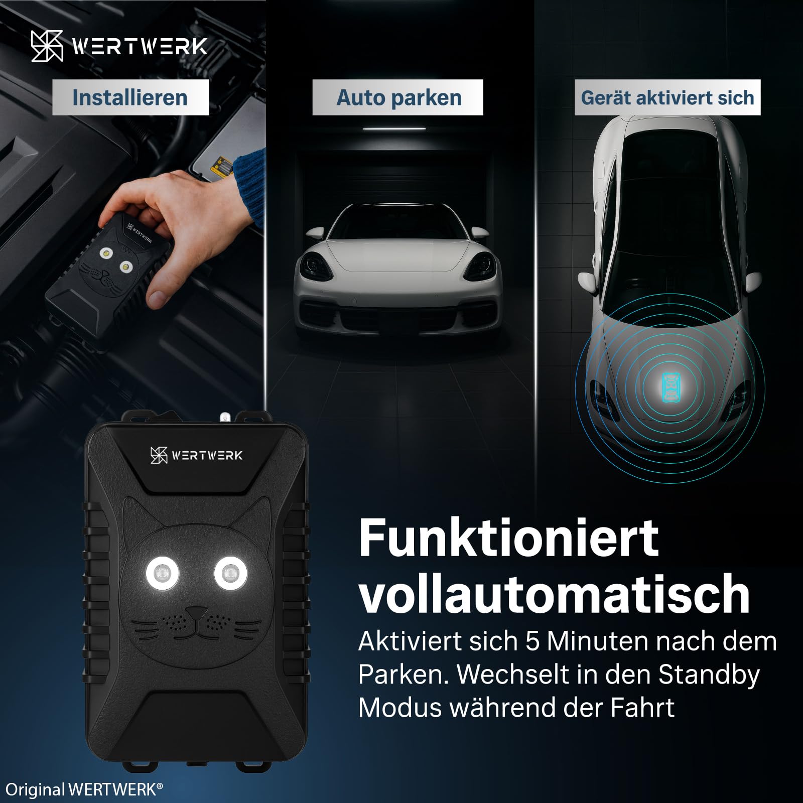 Marderschreck Auto Batteriebetrieben - Marderschreck Ultraschall & Lichtblitz, Marderabwehr Auto Motorraum, Dachboden, Garage & Haus, flexibel nutzbar mit Netzteil oder AA-Batterien