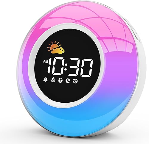Reloj despertador infantil para dormitorios, reloj de entrenamiento para dormir con luz nocturna, máquina de sonido, alarma doble, reloj de