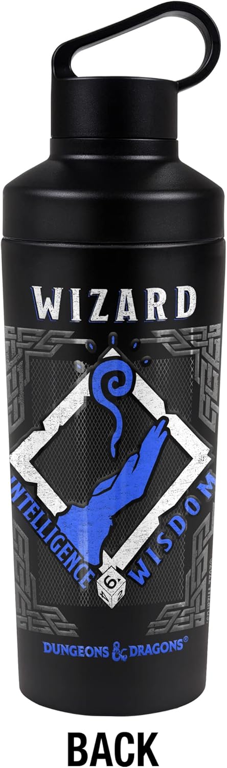 Dungeons & Dragons OFFICIAL Wizard 18 oz Insulated Water Bottle, Leak Resistant, Vacuum Insulated Stainless Steel with 2-in-1 Loop Cap