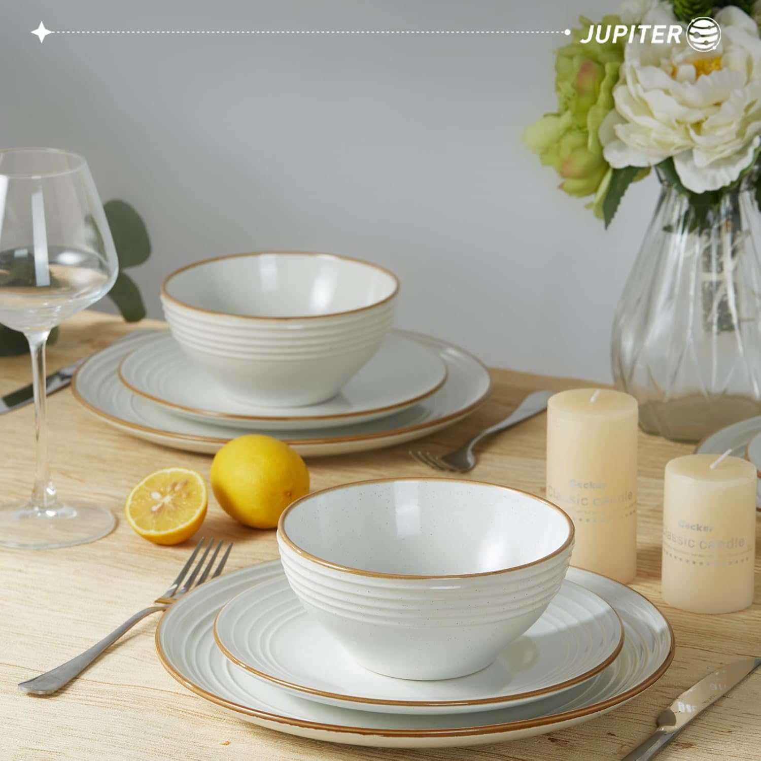 famiware Jupiter Dinner Plates Set of 6, 10.5 Inch Plate Sets, Microwave and Dishwasher Safe, Scratch Resistant, Kitchen Plates Perfect Serving Dishes, White - Image 5