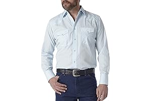 Men's Long Sleeve Western Snap Plaid Shirt in Classic Blue