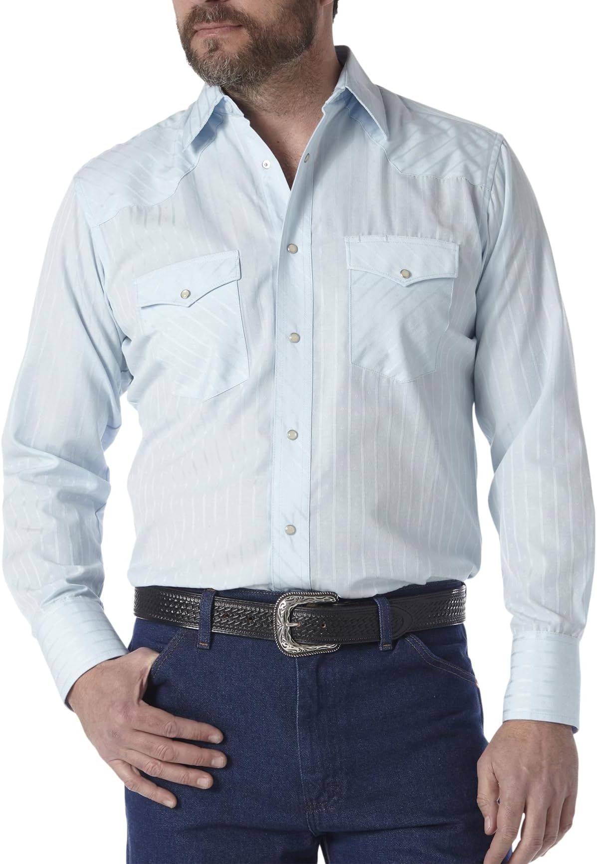 Mens Sport Western Two Pocket Long Sleeve Snap Shirt