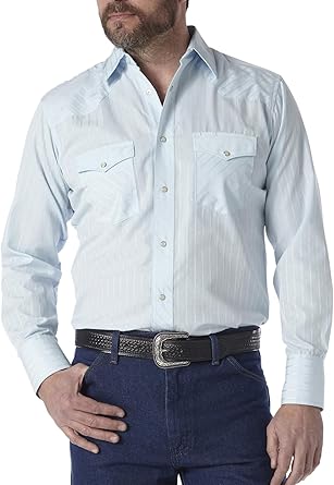 Wrangler Mens Sport Western Two Pocket Long Sleeve Snap Shirt