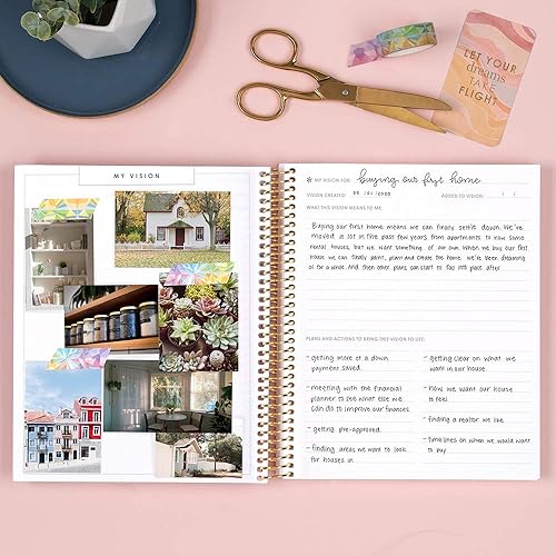 Miniatura 7 de Erin Condren Diario de visión prompted de 7 x 9 pulgadas, cubierta intercambiable turquesa con bobina de platino. Hojas de visión, forrado,