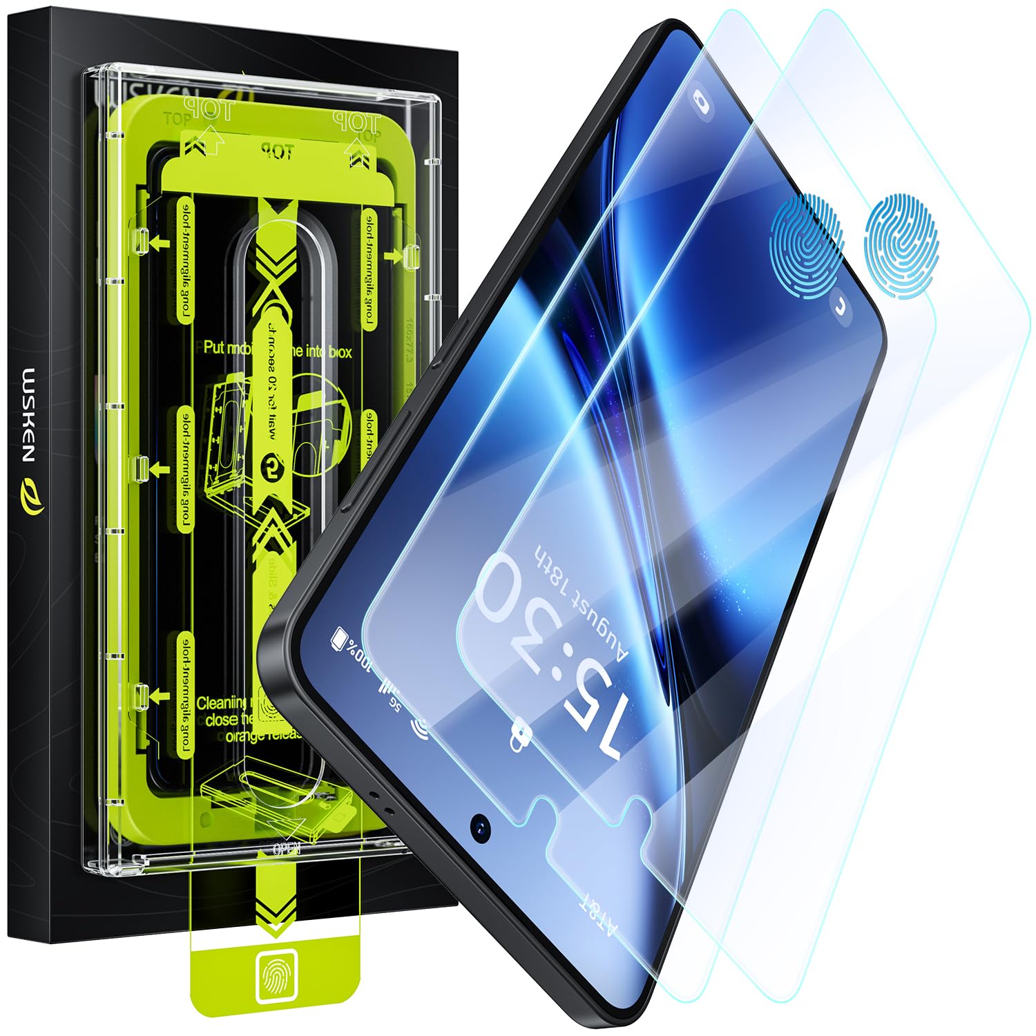 WSKEN for Samsung Galaxy S25 Edge Screen Protector - [Fingerprint Unlock Support] Case Friendly Auto Dust Removal Shatterproof Bubble Free HD Tempered