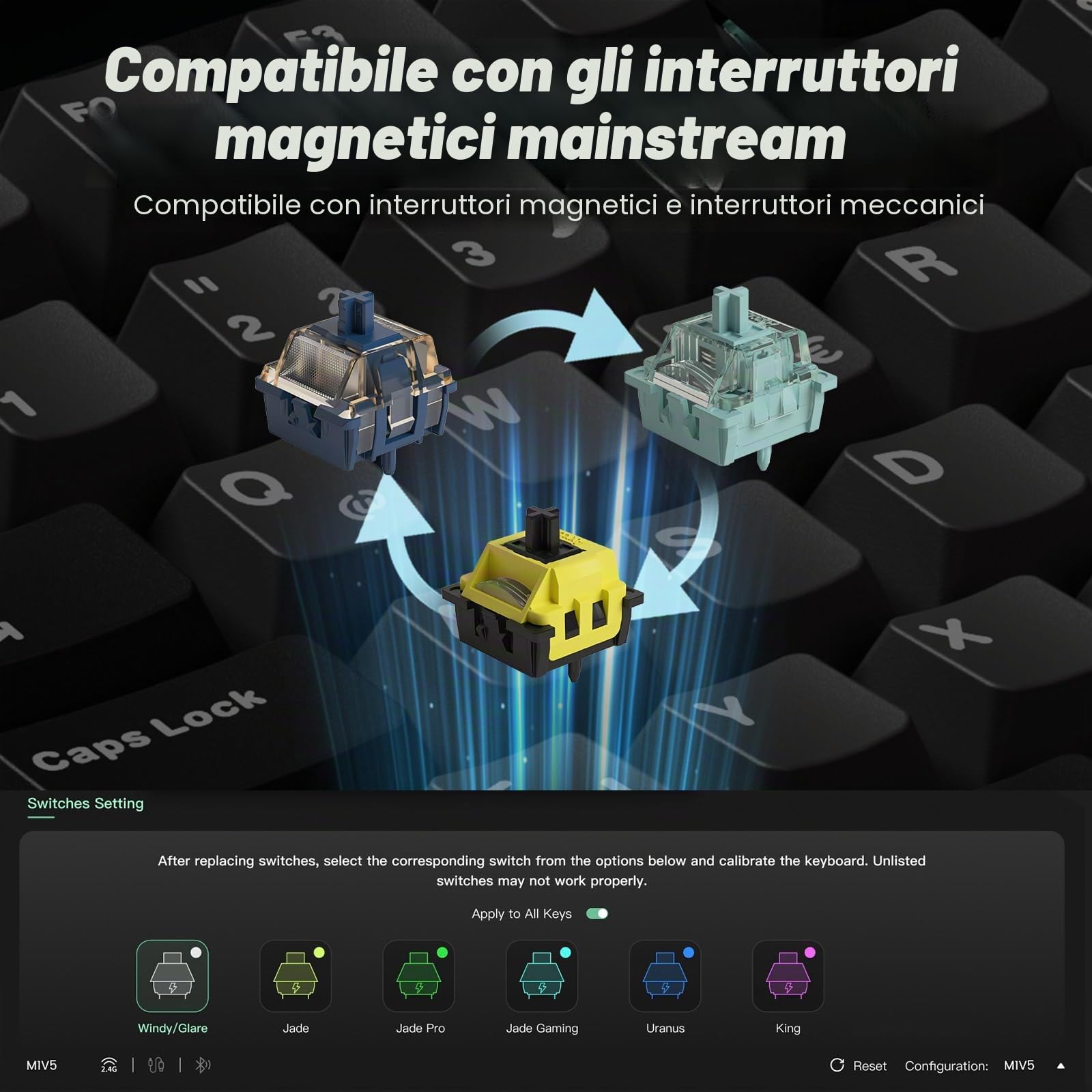 MONSGEEK M1V5 TMR Tastiera Alluminio Magnetica 8000Hz ISO DE QWERTZ | RT0.01mm, Gasket Mount, Wireless 2.4GHz/Bluetooth 5.0/USB-C per Gaming e Ufficio (Nero e Argento)