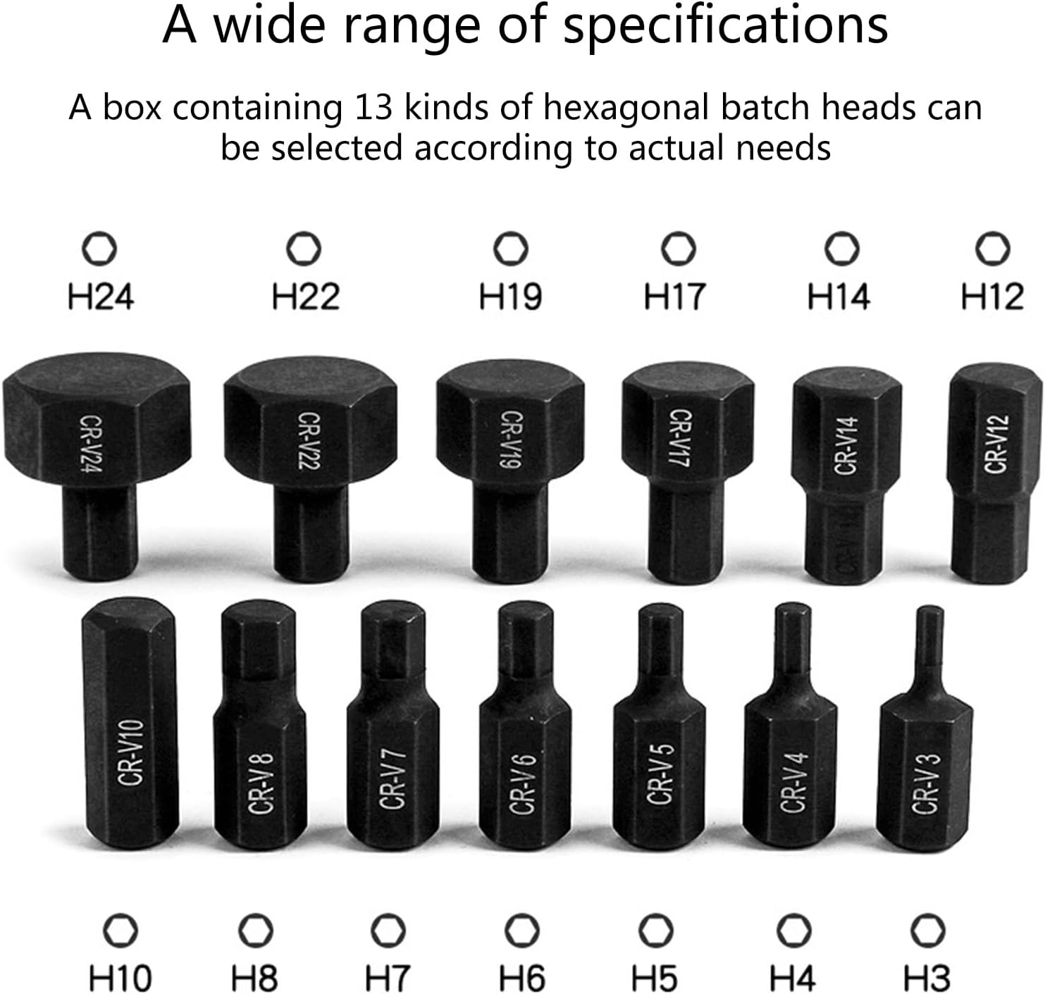 1/2-Inch Socket Set, 14 Pieces,Hexagon Bits Inch Socket Set Allen Key Bit in Case 3-24mm