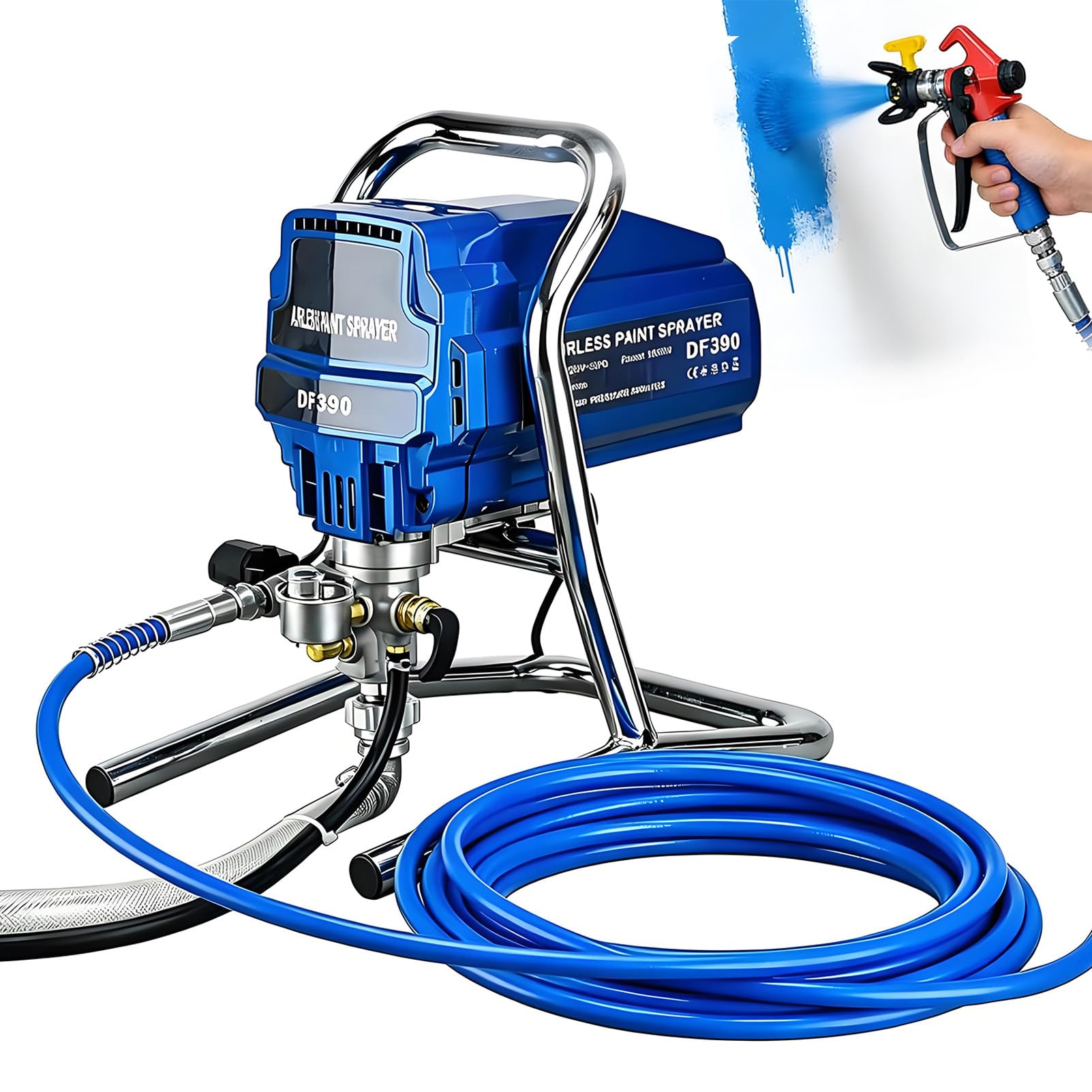 EpyGnom High Pressure Airless Paint Sprayer 1800W, Covers up to 2 L/min, 3000PSI Electric Sprayer Gun with 7.6m Hose, Adjustable Pressure, for Walls and Ceilings, Wood & Metal