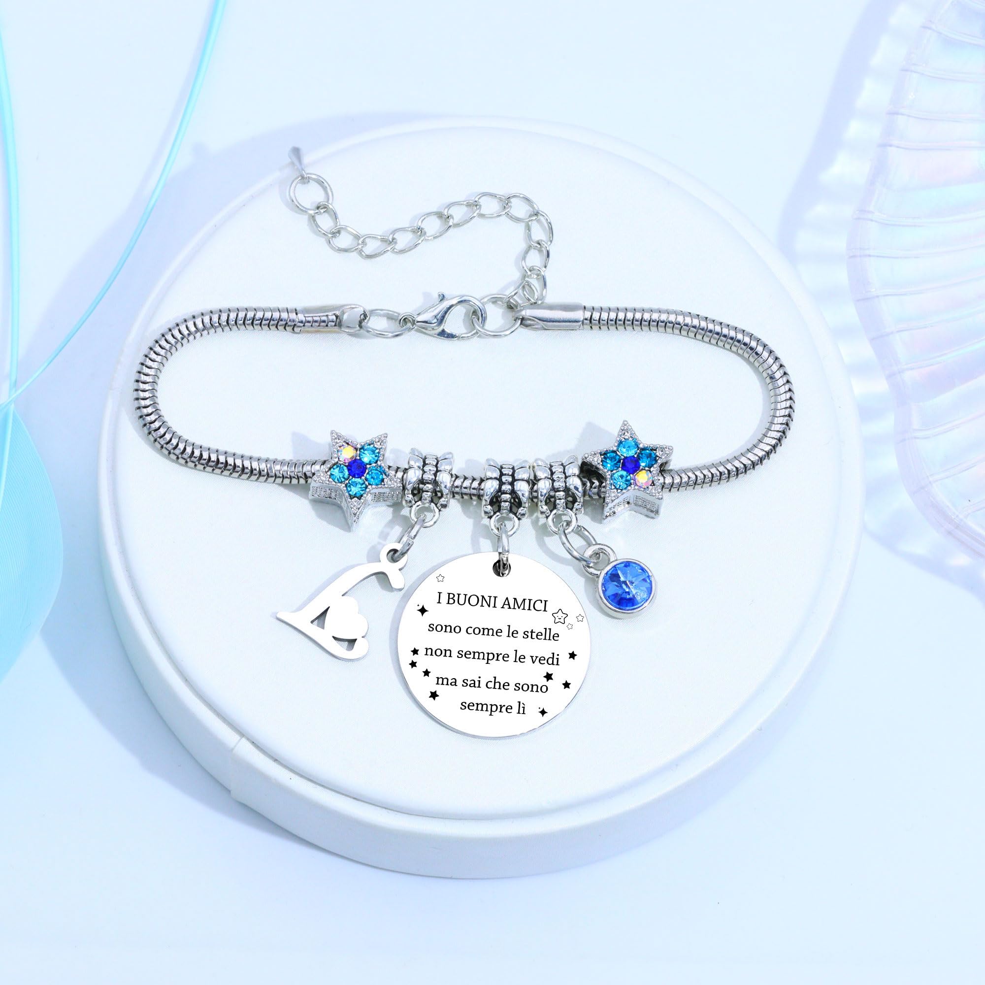 COEROW Braccialetti Delle Donne Con Lettere Iniziali-Regalo Personalizzato Per Buoni Amici,Amicizia Stella Bracciale e Ragazze Braccialetti-Nome Braccialetti Dare Sorella Collega Figlia Gioielli