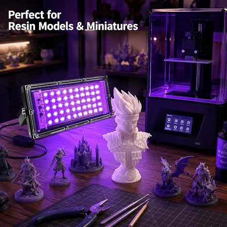 3D Printer UV Curing Light 405nm for SLA DLP LCD Models, Fast Solidifying Lamp for Photosensitive Materials, DIY Curing Tool for Crafts and 3D Prints