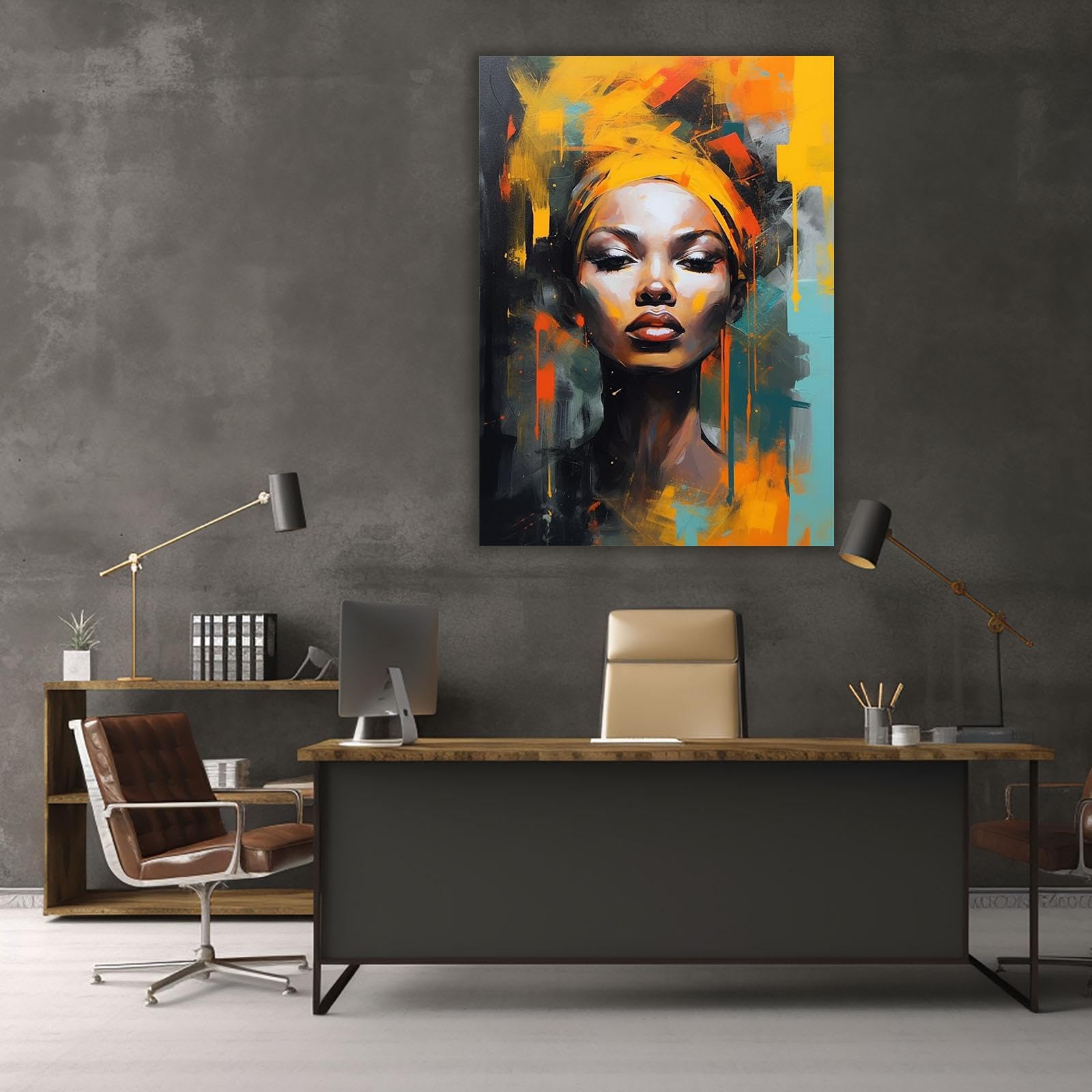 Tableau Toile Africain Noir Et Or - Impression Décorative Sans Cadre 30x40 Cm - Pour Salon, Chambre, Bureau