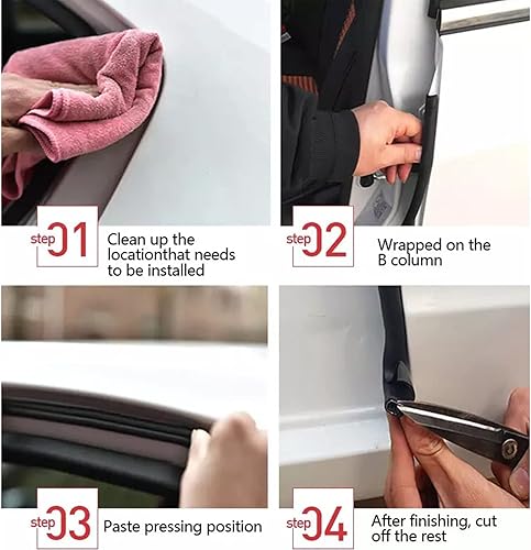 Miniatura 8 de Tintvent Tira de sellado de puerta de automóvil con bombilla lateral de 10 pies, goma EPDM para automóvil, protector de borde de ajuste universal