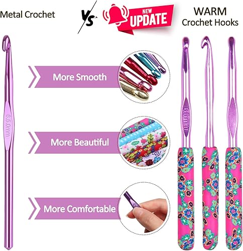 Miniatura 3 de Coopay Ganchos de ganchillo cálidos grandes, de 0.394 in, 0.354 in, 0.315 in, 0.276 in y 0.256 in, ganchos de ganchillo grandes para lana gruesa,