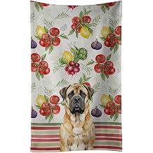 Caroline's Treasures Fawn Mastiff Vegetables Kitchen Towel Velour Plush Front and Cotton Loop Back Machine Washable