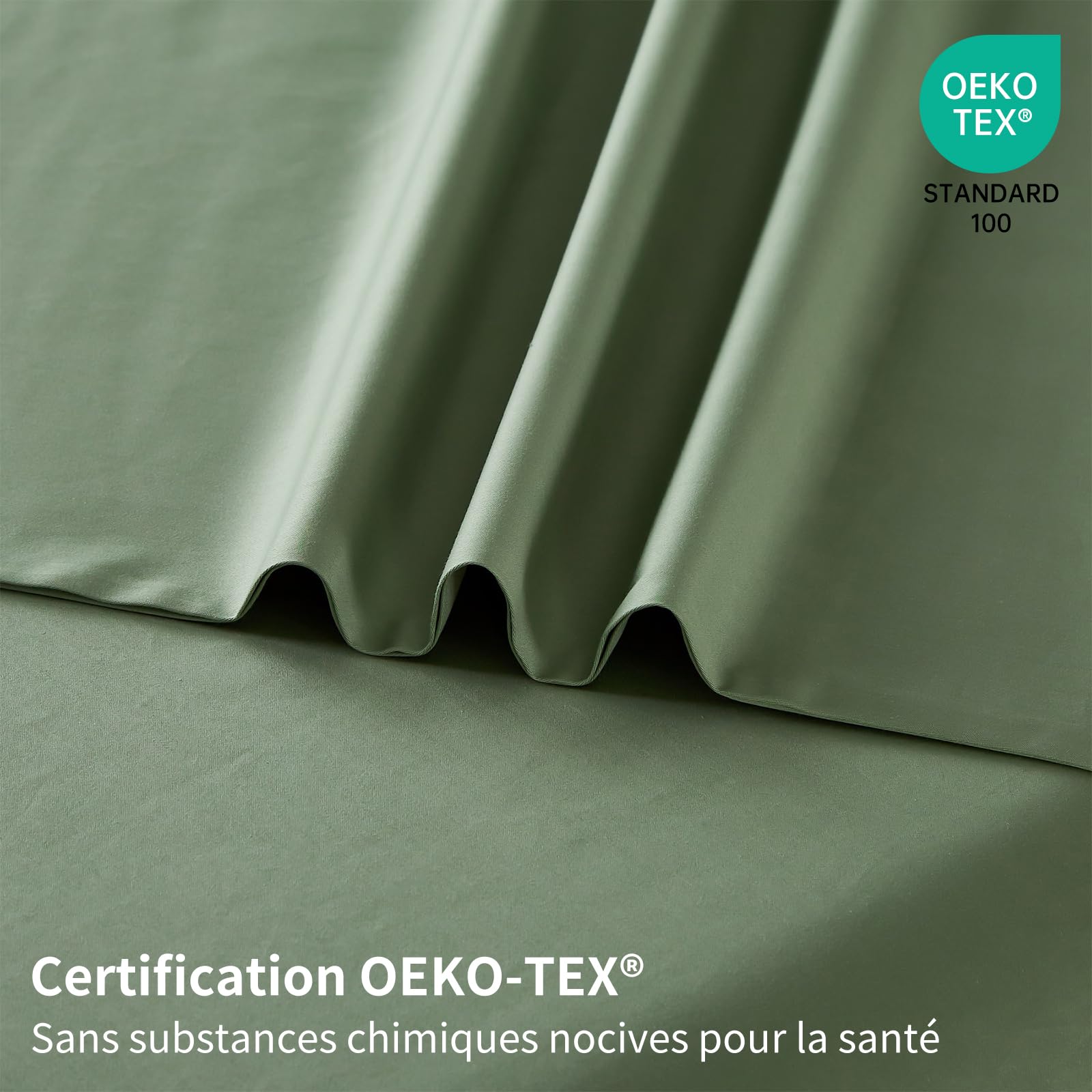 Copripiumino in raso di cotone 240 x 260 verde, 100% cotone, raso, set da letto morbido e setoso traspirante Lyocell seta biancheria da letto matrimoniale con cerniera e cuscino, federe 65 x
