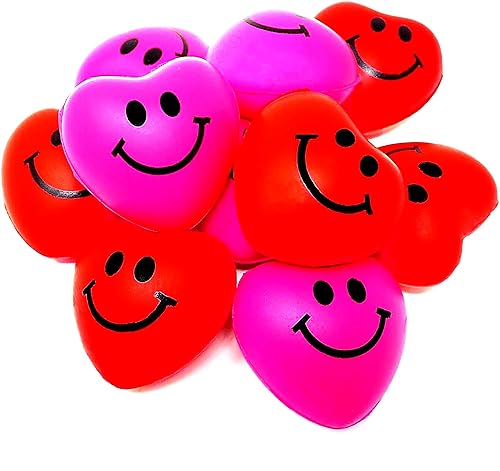 4E's Novelty 24 Pack Heart Stress Balls Bulk - Valentine