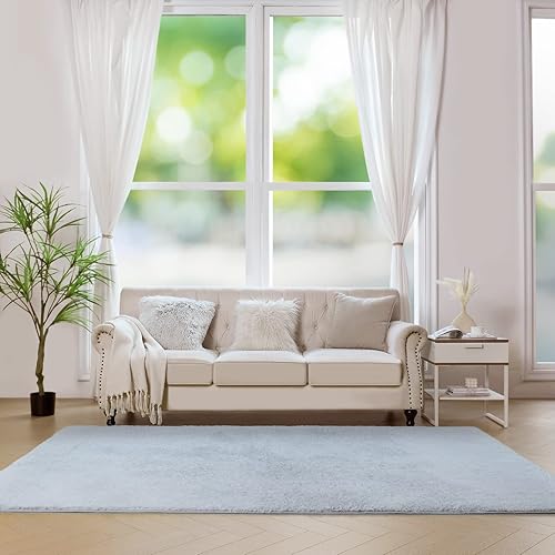 Miniatura 7 de duduta Alfombra rectangular suave y esponjosa de 5 x 8 pies, alfombra rectangular de felpa peluda para dormitorio, guardería, sala de estar,