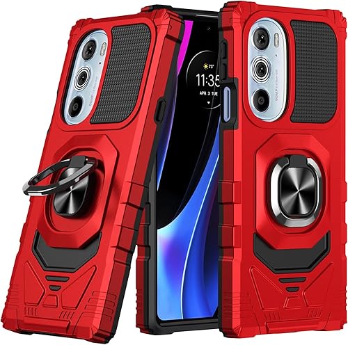Funda para Motorola Moto Edge Plus 2022 con anillo de soporte, soporte magnético de grado militar para Edge + 2022, funda protectora a prueba de