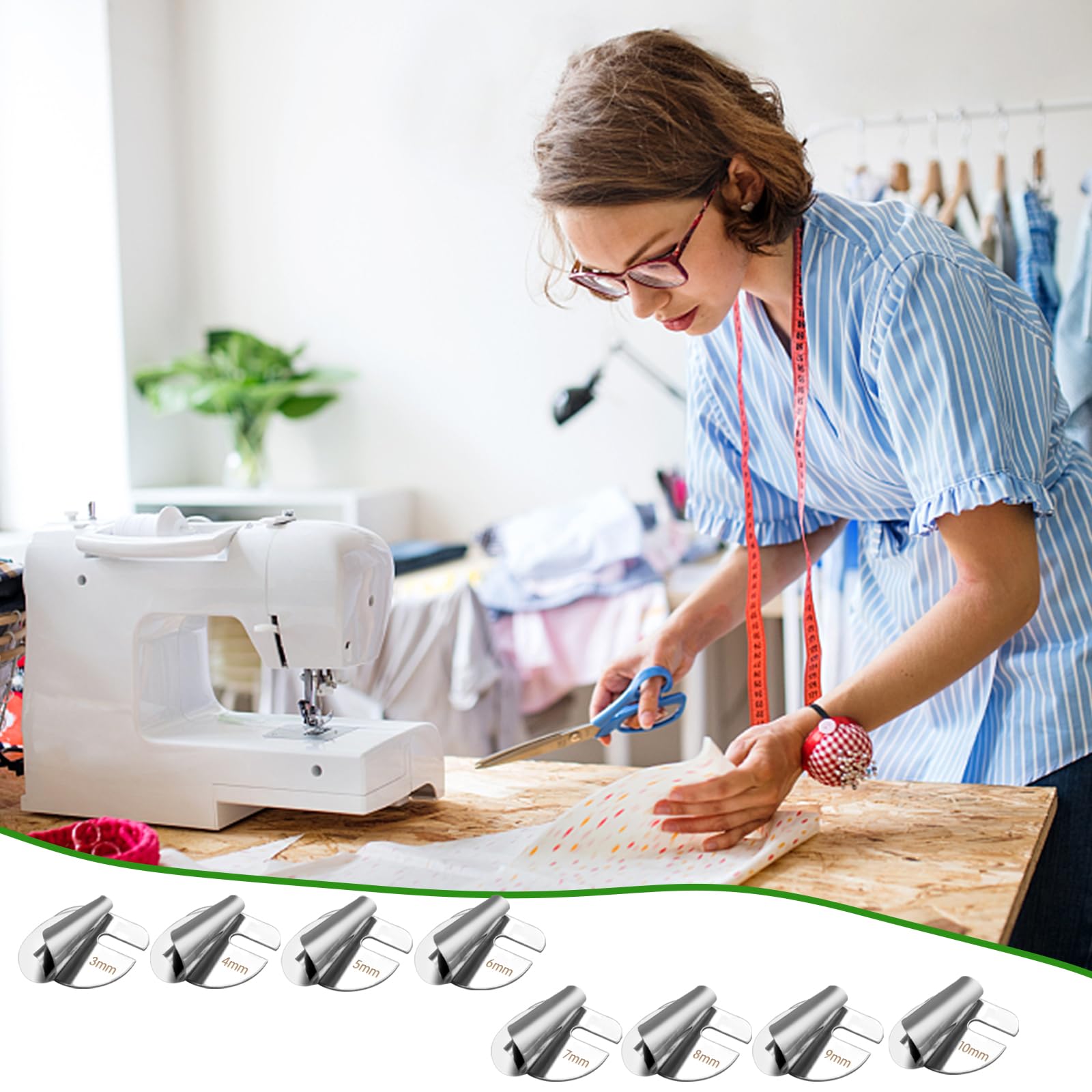 8 Piezas De Accesorios De Dobladillo En Rollo Para Máquina D