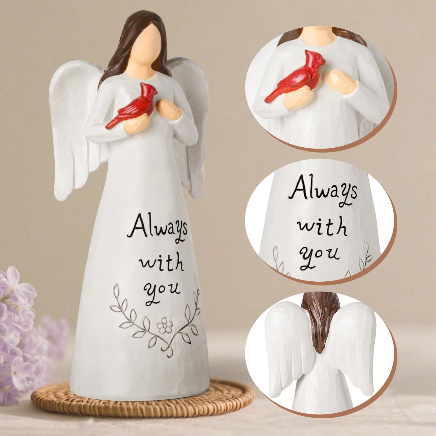 Cardinal Gifts for Women – Red Cardinal Decor Angel Figurine, Sympathy Gifts for Loss of Loved One, Memorial Gifts for Women, Bereavement Gifts Grief Resin Home Statue - Image 2