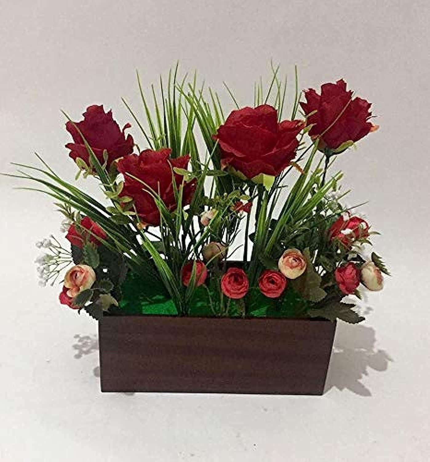 حوض زرع صناعى بالورد , متعدد الالوان متعدد الألوان : Amazon.com