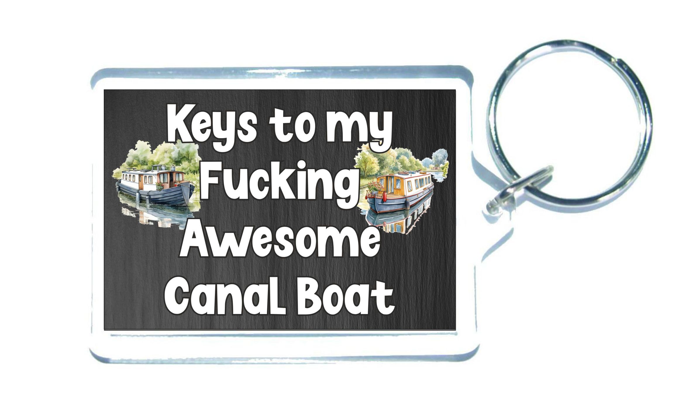 Decalarama Clear Fun Boating Keyring Gift – Keys To My Fucking Awesome Canal Boat - Cute Novelty Present