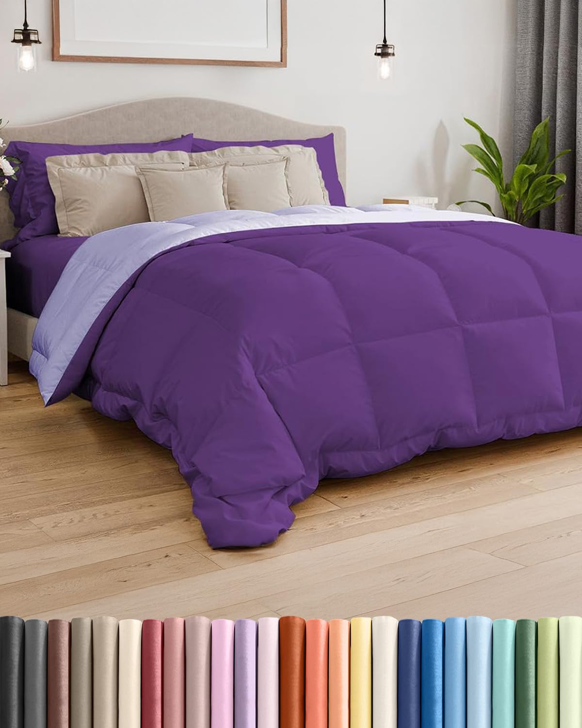 Comforter Twin Size - Reversible Comforter - Purple &amp; Lavender, 68" x 88"