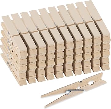 50Pcs Wooden Clothespins, 2.9 inch Clothes Pins for Crafts, Natural Laundry Hanging Clips