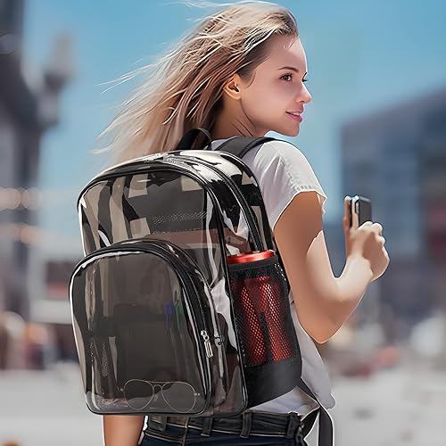 Miniatura 7 de Mochila transparente de TPU, mochila transparente grande aprobada para estadios, mochila transparente resistente para estadio, trabajo, viajes