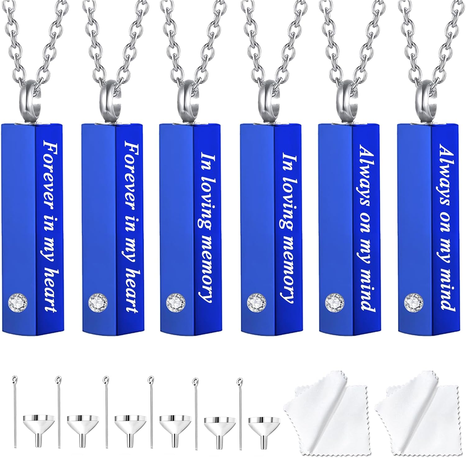 weikui 6 Pieces Urn Necklace for Ashes for Men Women Cremation Jewelry for Ashes Memorial Urn Locket for Ashes Keepsake Pendant for Human Ashes