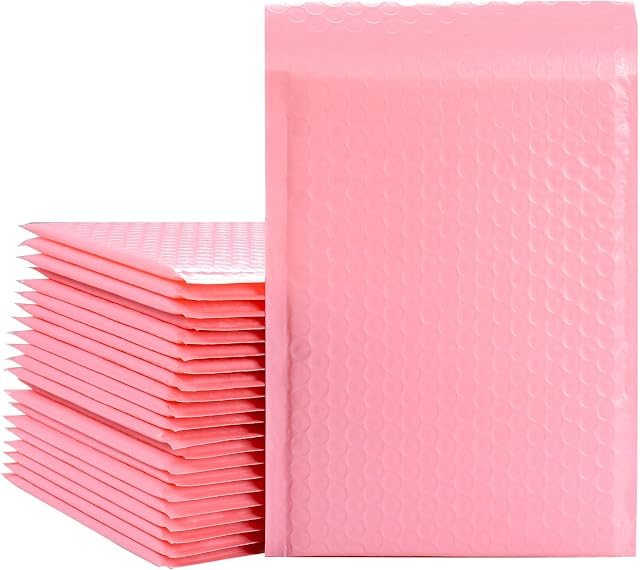 50Pcs Bubble Mailers, A5 15.2cm x 22.9cm (6x9 Inch) Padded Envelopes Self Sealing Bubble Mailers Bubble Lined Wrap Polymailer Bags, for Packaging Shipping Mailing (Pink)