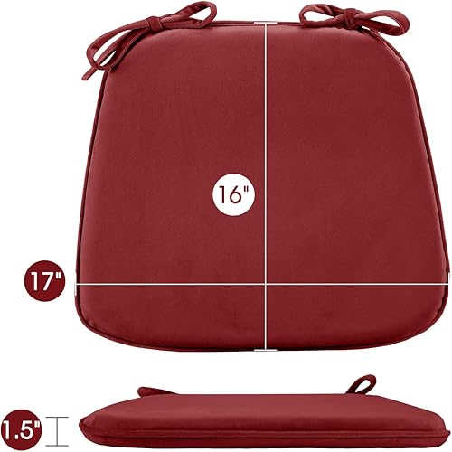 Miniatura 3 de Basic Beyond Juego de 4 cojines para sillas de cocina, cojín de espuma viscoelástica en forma de U con lazos, 17 x 15 pulgadas, almohadillas de