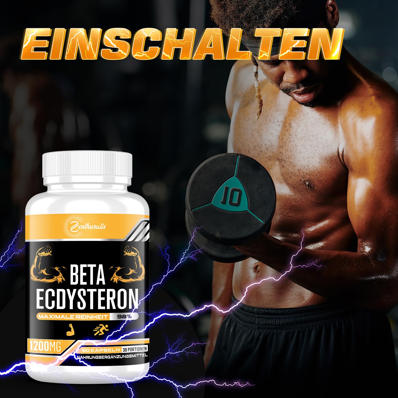 Supplemento beta-ecdysterone 1200 mg | purezza massima del 98%, 60 pezzi (confezione da 2)