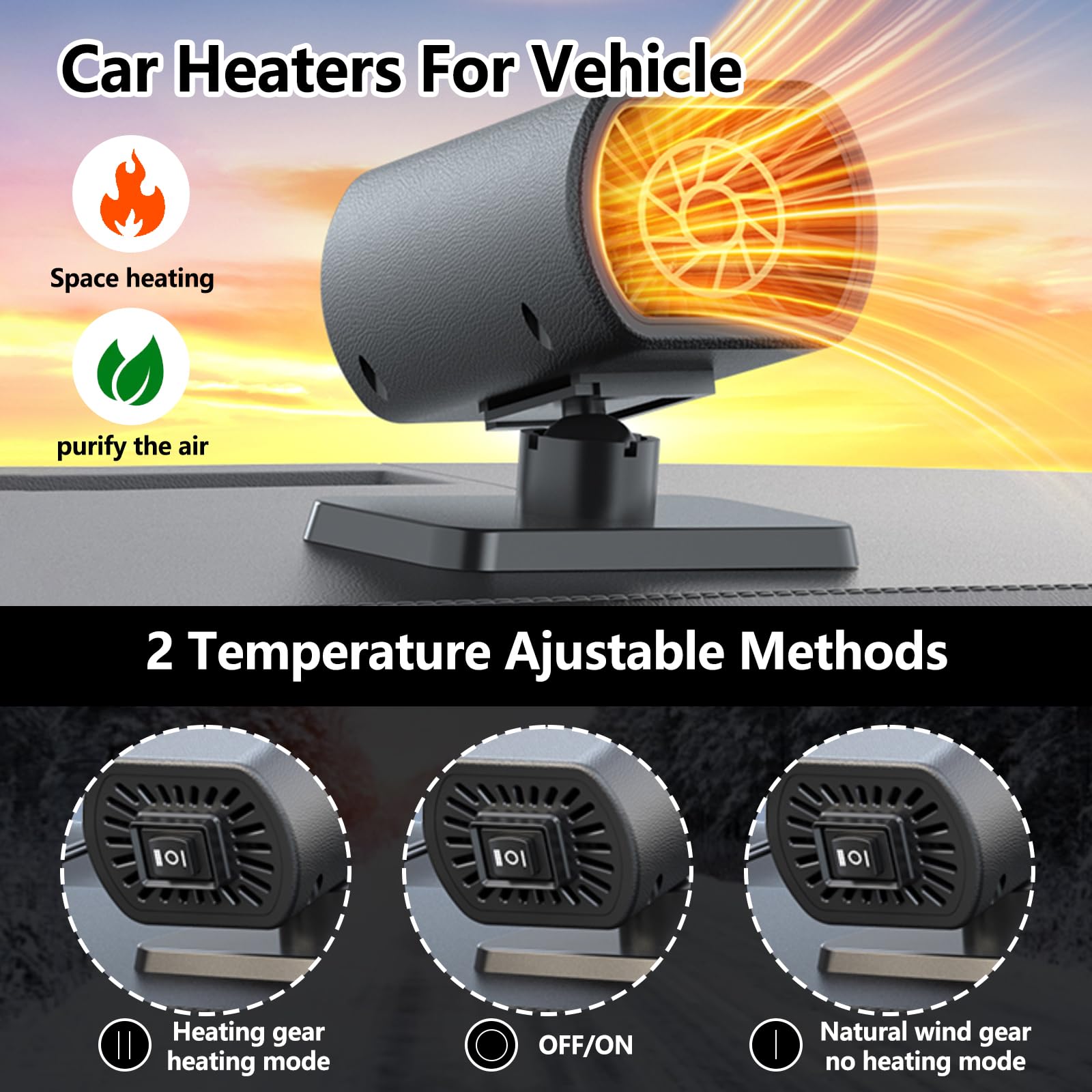 2026 New Portable Car Heaters for Vehicle for Winter 12v Car Heater That Plugs Into Cigarette Lighter 200w — view 4
