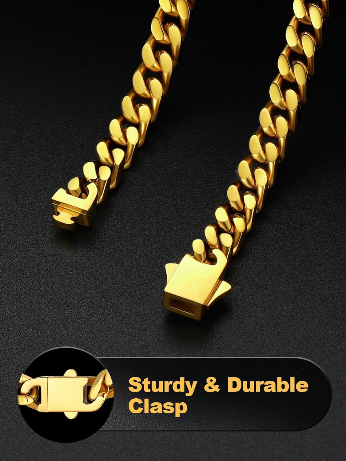 U7 Cuban Link Bracelets for Men Stainless Steel Wrist Bracelet Silver Black Gold Cuban Hand Chain Bracelet for Mens Women, 5/7/9/12mm Width, 7.5/8.3/9 Inch Length Classic Jewelry with Box Packed - Image 4