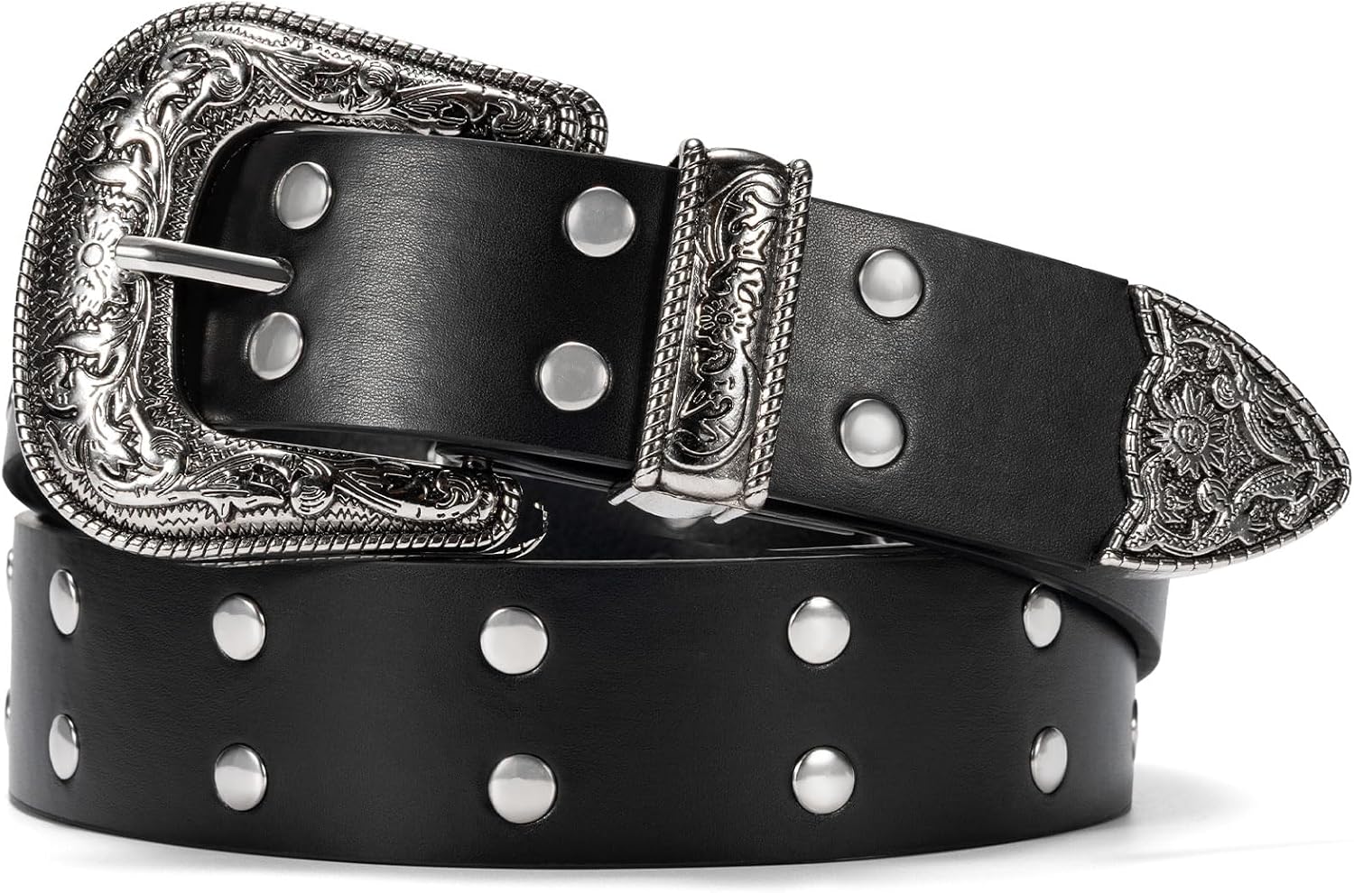 maikun Studded Belt for Women, Western Buckle Design Punk Rock Rivet Belt | Cool Belt