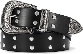 maikun Studded Belt for Women, Western Buckle Design Punk Rock Rivet Belt | Cool Belt