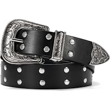 maikun Studded Belt for Women, Punk Rock Rivet Belt With Western Buckle Design Y2K Cool Style