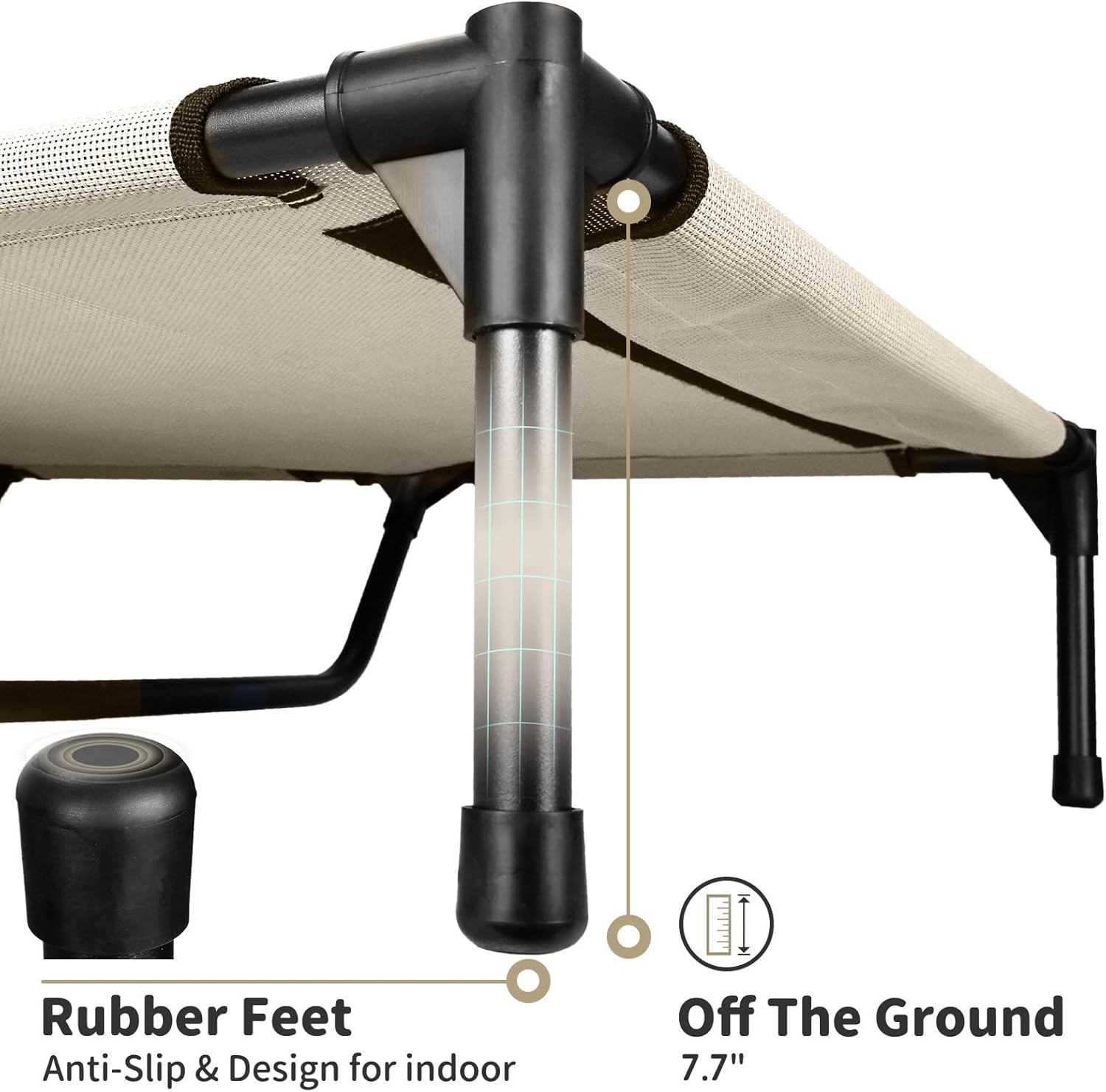 review FIOCCO Elevated Dog Bed - Dog Cot with Chew Proof Mesh for X-Large Dogs, Waterproof Washable Raised Dog Bed, Portable Dog Bed for Outdoor Use, Dog Cots Beds, Beige