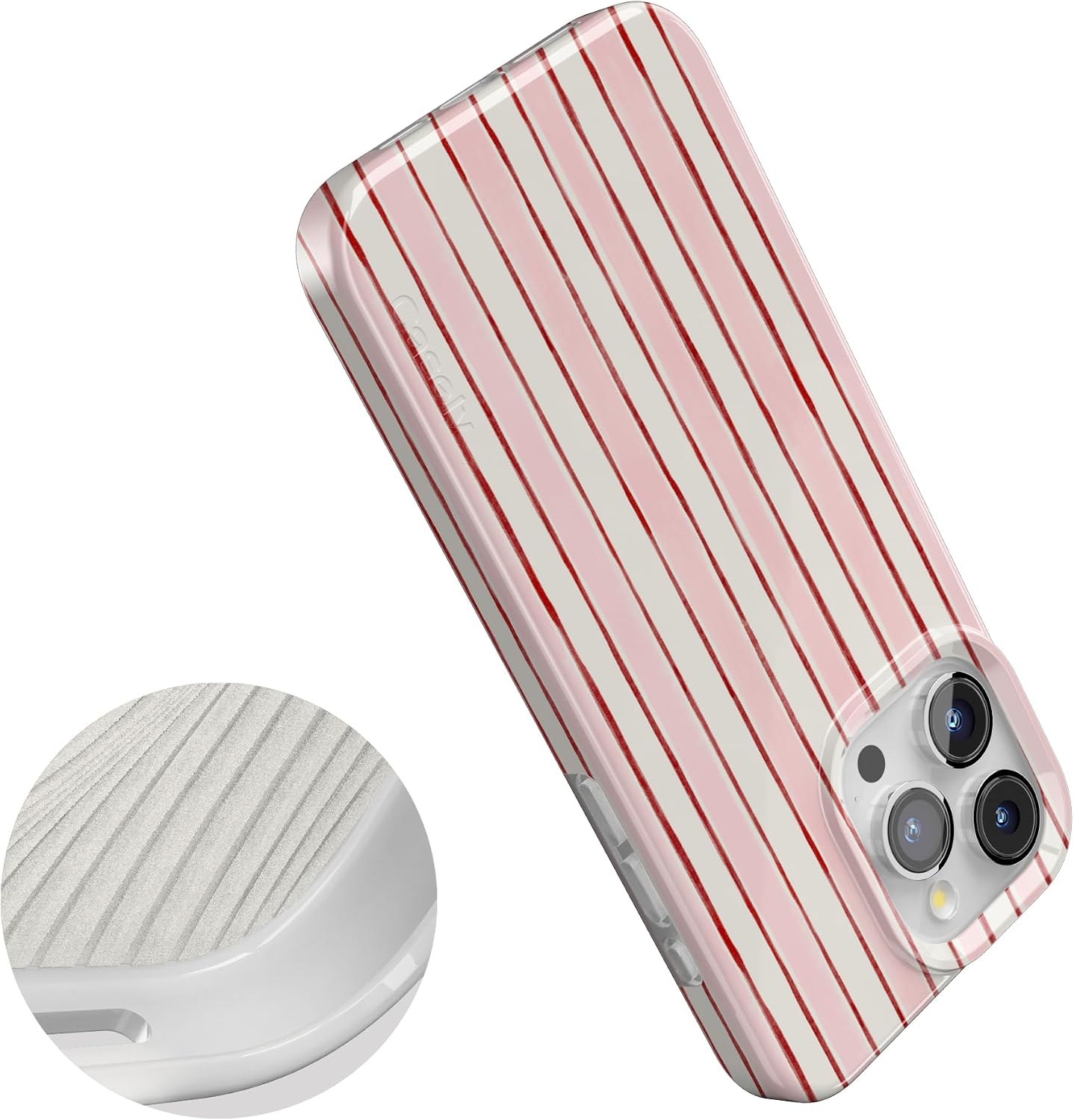 Casely iPhone 15 Pro Max Case | Pretty in Pastel | Blush Stripes | Compatible with MagSafe | Classic Ultra Slim Design