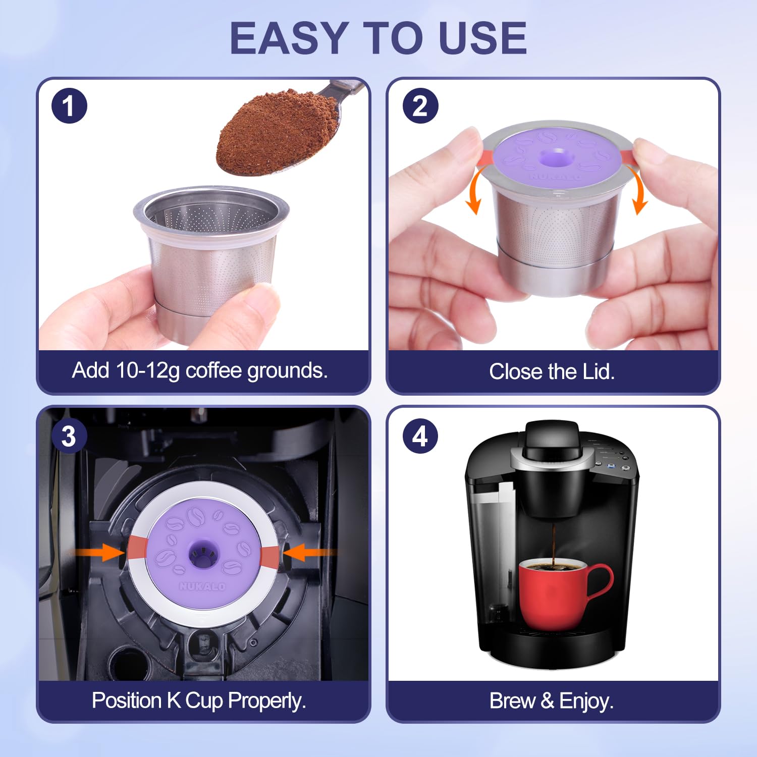 Tazas K reutilizables recargables para Keurig: cápsulas de café reutilizables K Cup para cafetera Keurig 1.0 y 2.0, filtros de café de acero inoxidable, fáciles de limpiar, sellos herméticos de tapa y