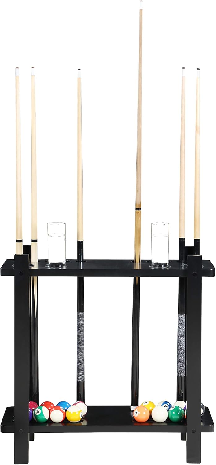 Hathaway Classic Floor Billiard Pool Cue Rack, Finish, 10.25"L x 29"W x 28.25"H, Black