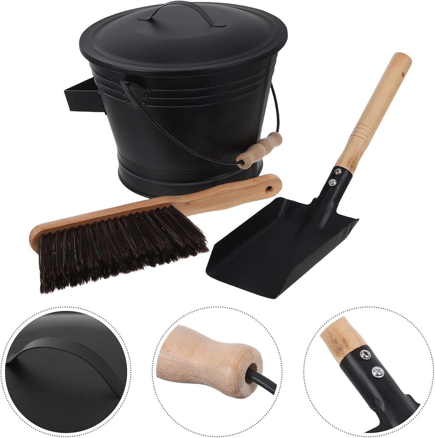 ULTECHNOVO Set Fireplace Cleaning Gallon 2.51 Tool Ash Iron Bucket