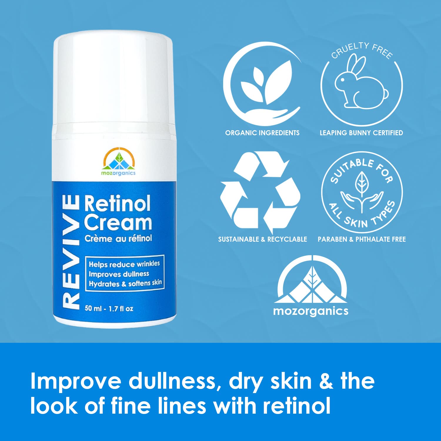 Retinol Cream for Face - Best Skin Moisturizer for Face & Neck | Helps With Dry Skin, Firmness & Skin Tone | Made with 1% Retinol (1.7 fl.oz/50 ml)