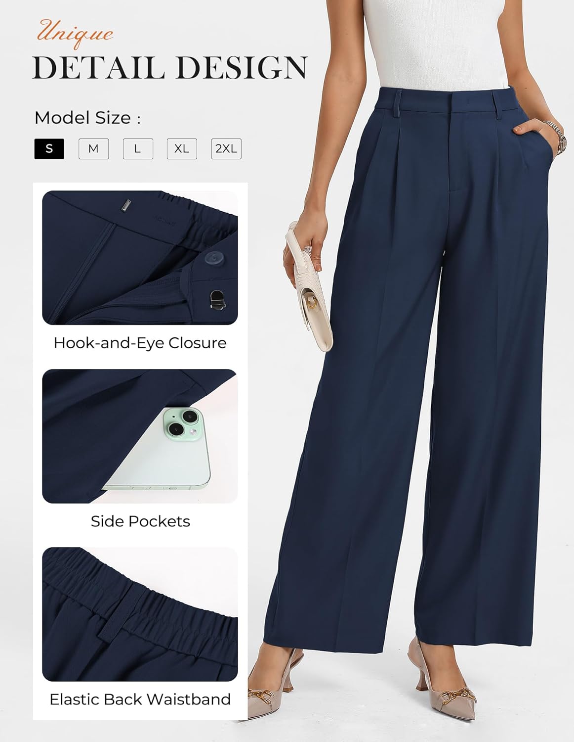 GRACE KARIN Work Pants Women, Wide Leg High Waist Wrinkle Free Trousers Slacks with Pockets, Business Casual Outfits - Image 3