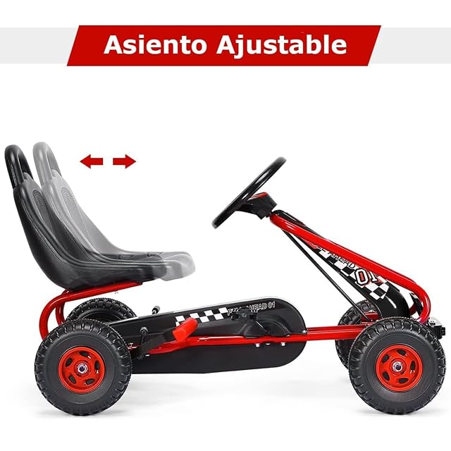 Foto 6 de 7 de QPLAY Go-Kart Infantil a Pedales - con Dos Velocidades, Ruedas Hinchables o Duras y Freno de Mano